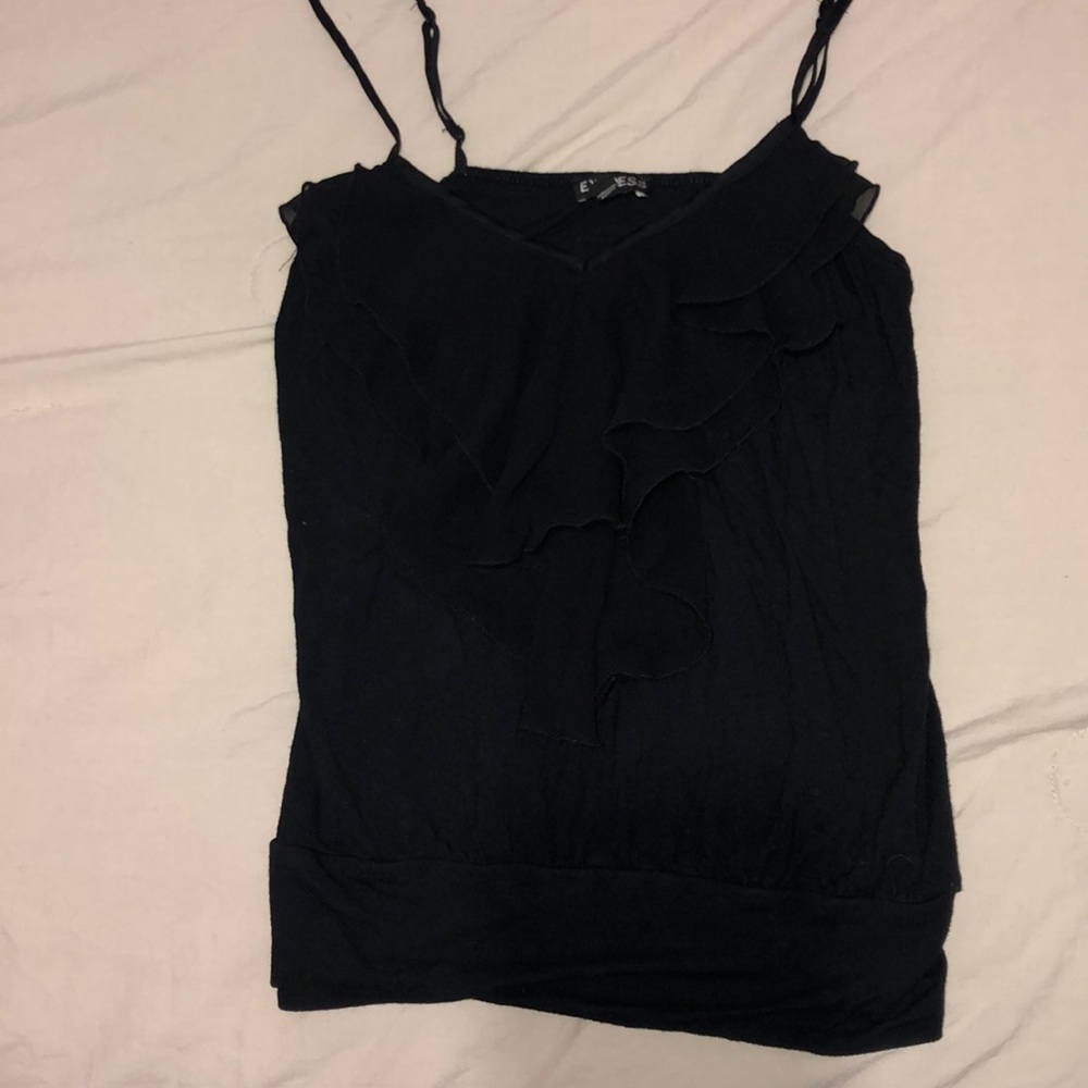 Black Tank Top with ruffles